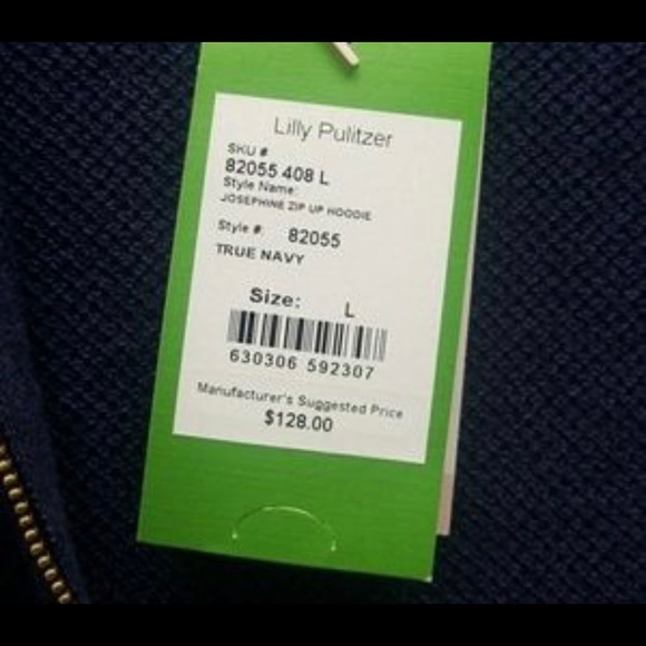 Navy Lilly Pulitzer hooded sweater size L - Picture 1 of 6